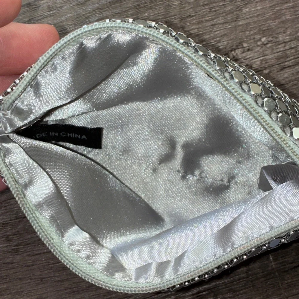 Charlotte Russe Silver Metal Mesh Zipper Pouch Y2K‎ Disco Glam Coin Purse Small